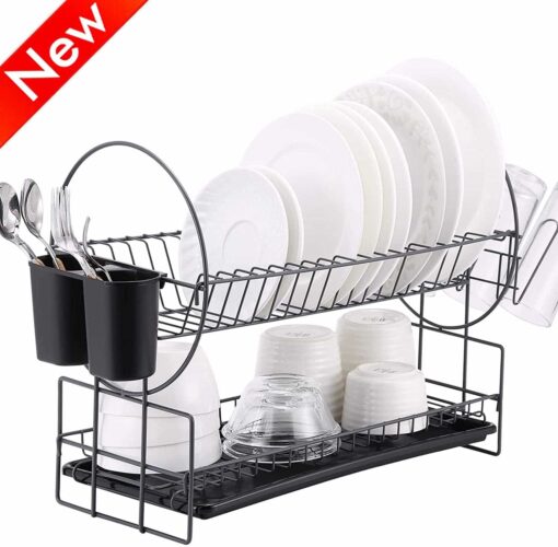 2 Tier Dish Rack, Kitchen Dish Drying Rack